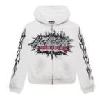 Hellstar Records Glitter Zip Up Hoodie White